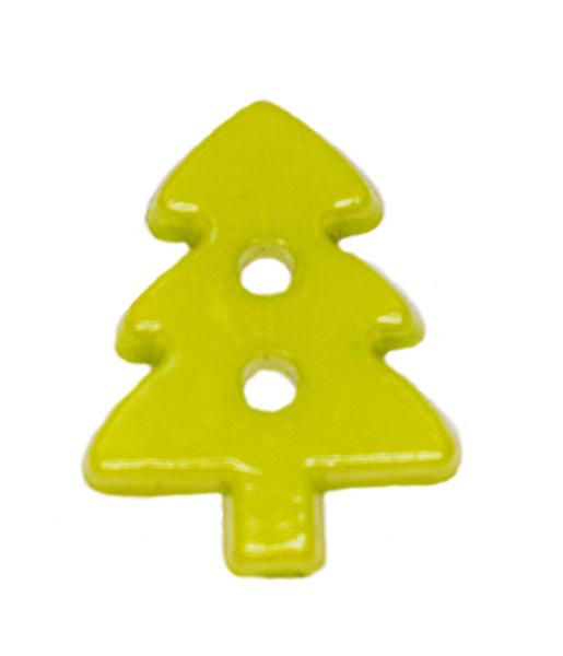 Kids button as a Christmas tree in green 17 mm 0,67 inch